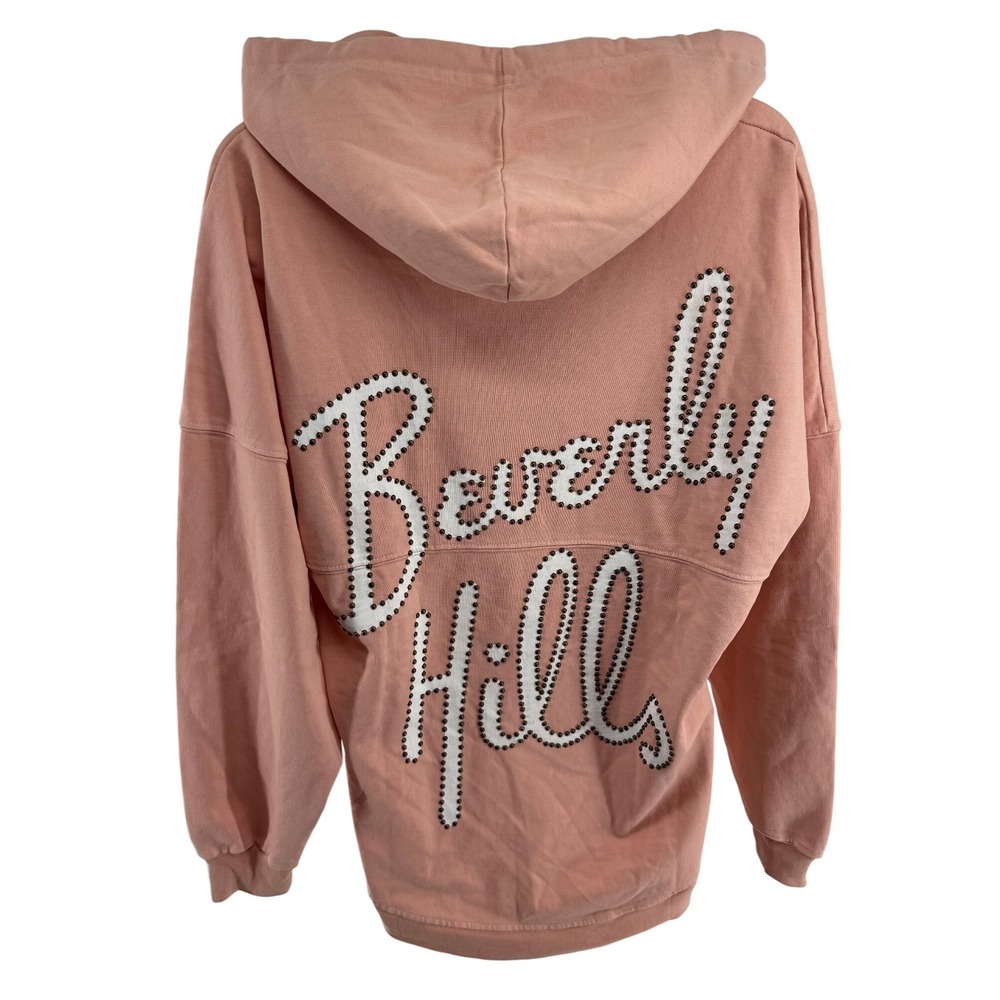 Spirit Jersey Studded Beverly Hills Pink Hoodie Sweatshirt Womens‎ Small NEW